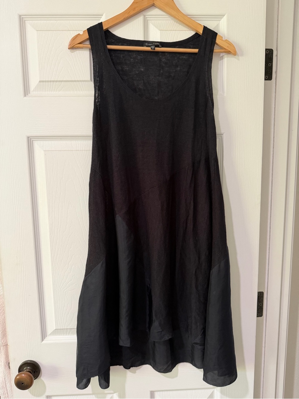 Eileen Fisher Black Sleeveless Flowy Tunic Dress